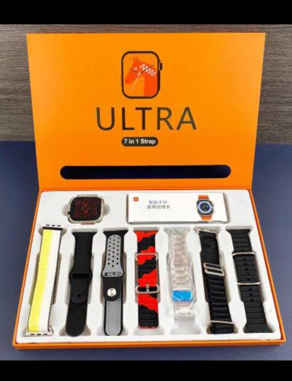 7 Straps in 1 Ultra 2.1 Inch Smart Watch for Men and Women
